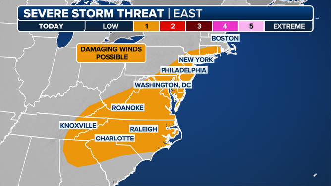 This graphic shows the severe weather threat on Sunday, Sept. 1, 2024.