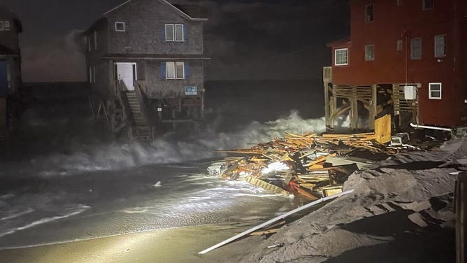 Photo taken the night of September 20 shows debris from 23009 G A Kohler Court at the south end of G A Kohler Court.