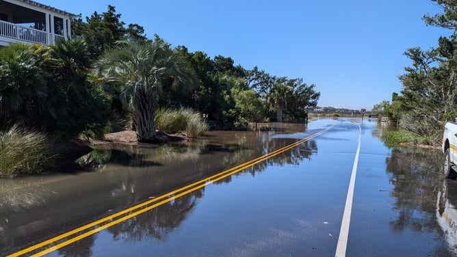 Sunny day flooding in Pawleys Island, South Carolina.