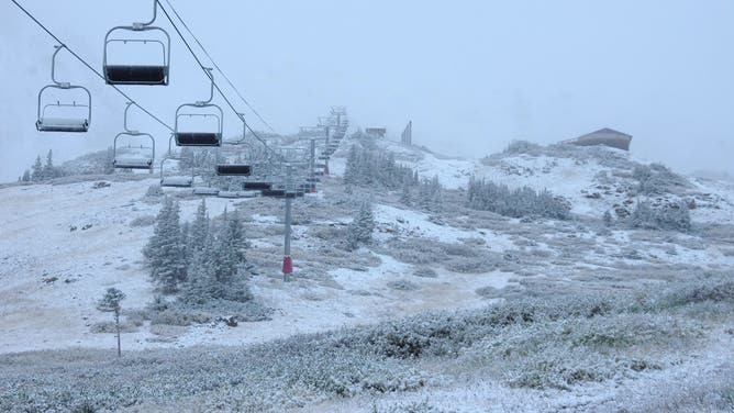 Fresh snow at Loveland Ski Resort, about an hour west of Denver, Colorado, on September 22, 2024. 