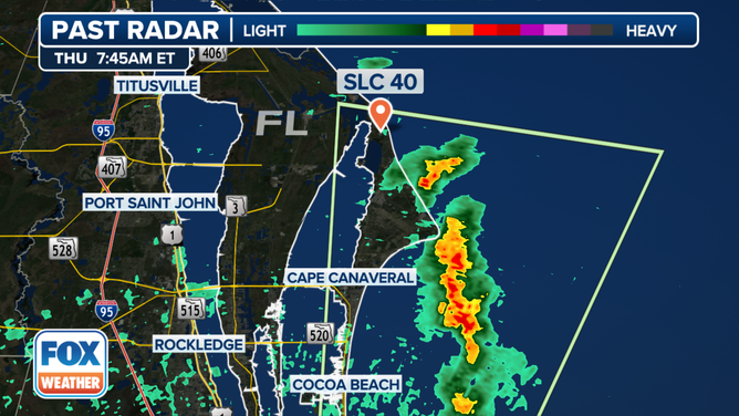 The radar near Cape Canaveral around 7:45 a.m. on Sept. 5, 2024 when a waterspout was spotted off shore.