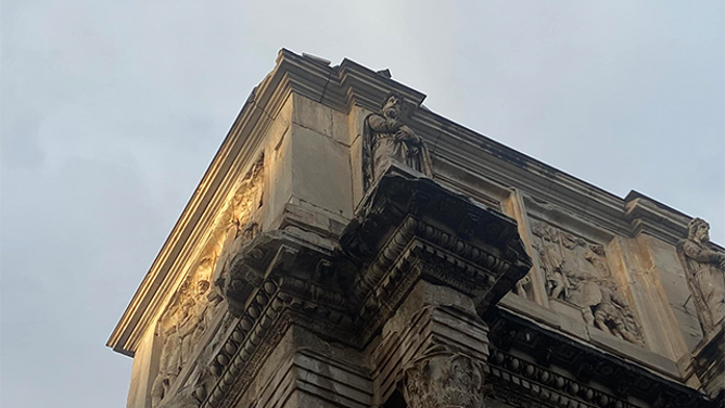 Rome's ancient Arch of Constantine was damaged after it was hit by lightning during severe weather on Tuesday, Sept. 3, 2024.