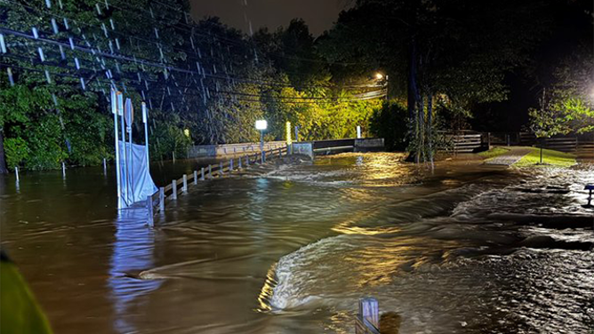 This photo shows flooding in Sandy Springs, Georgia, due to the torrential rain from Hurricane Helene.