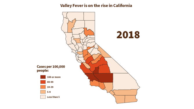 Valley fever cases in 2018.