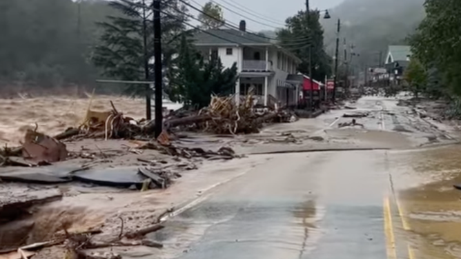 Hurricane Helene has brought days of rain to western North Carolina, which has caused complete devastation in areas like Chimney Rock. 