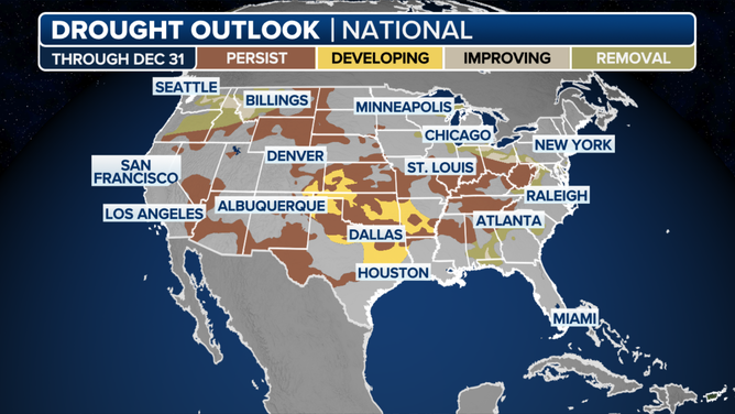 La Niña could worsen drought conditions in the South this winter.