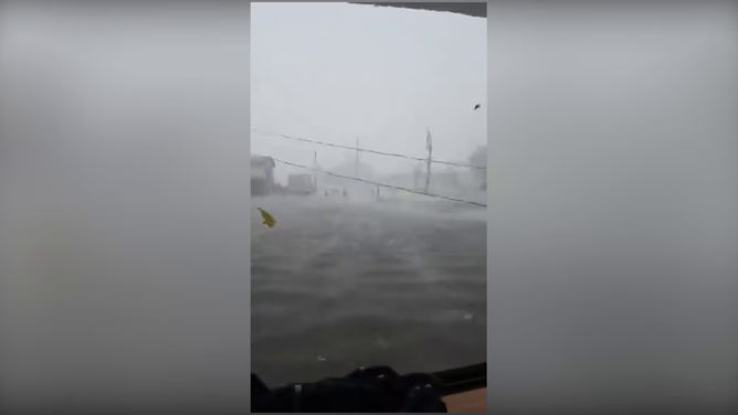 Photo from Dulac, Louisiana, shows the storm surge inside the eyewall of Hurricane Francine.