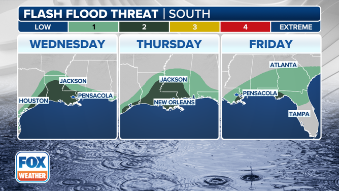 This graphic shows the flash flood risk until Friday, September 6, 2024.