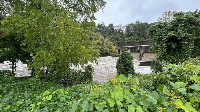 Swananoa River flooding in Asheville, North Carolina