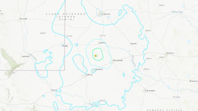 This map from the USGS shows the epicenter of an earthquake that struck Texas on Sept. 16, 2024.