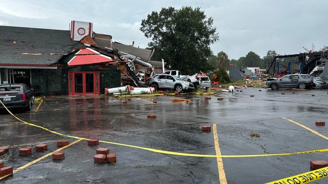 Tornado damage in Rocky Mount, North Carolina.