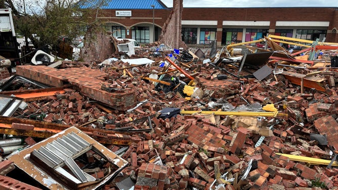 Tornado damage in Rocky Mount, North Carolina.