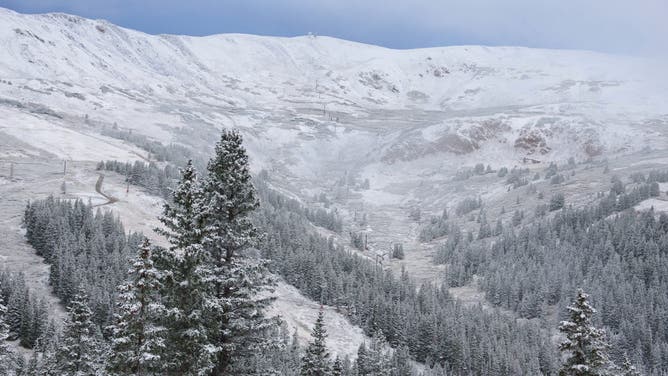 Fresh snow at Loveland Ski Resort, about an hour west of Denver, Colorado, on September 22, 2024. 