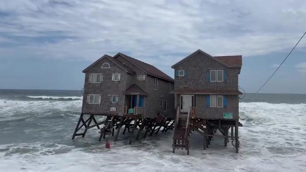 This is the third home to collapse on Rodanthe's shores in less than a week, National Park Service officials said. The beach is temporarily closed to the public due to debris in the ocean. 