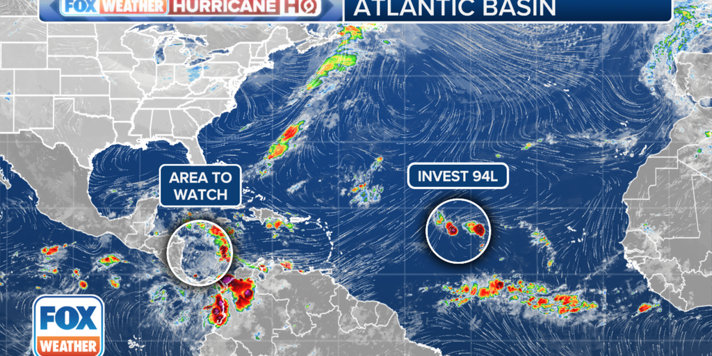 Invest 94L continues its journey across the Atlantic as a new territory emerges in the Caribbean