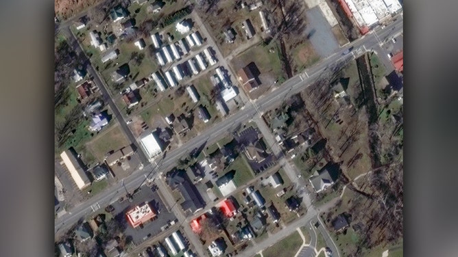 Maxar collected new satellite imagery on Wednesday that reveals some of the flooding aftermath caused by Hurricane Helene as the storm swept through North Carolina.