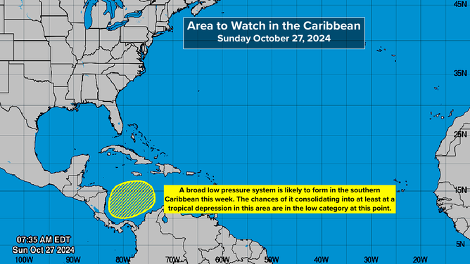 Area to watch in the Caribbean Sea this coming week.