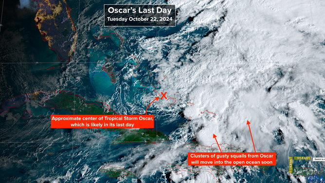 This graphic provides information on Tropical Storm Oscar.