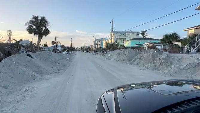 Damage caused by Hurricane Milton is seen on Manasota Key, Florida, on Oct. 18, 2024.