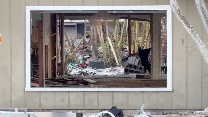 Damage caused by Hurricane Milton is seen on Manasota Key, Florida, on Oct. 18, 2024.
