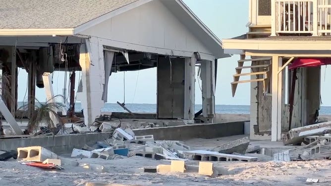 Damage caused by Hurricane Milton is seen on Manasota Key, Florida, on Oct. 18, 2024.