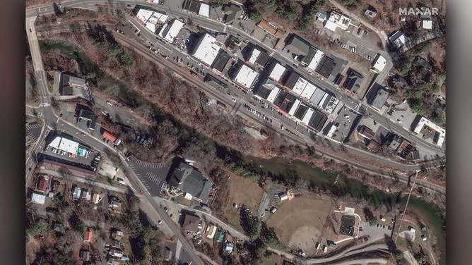 Maxar collected new satellite imagery on Wednesday that reveals some of the flooding aftermath caused by Hurricane Helene as the storm swept through North Carolina.