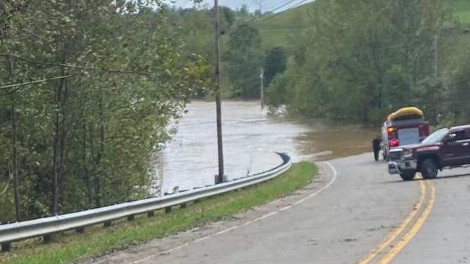 Flooded road after Helene.