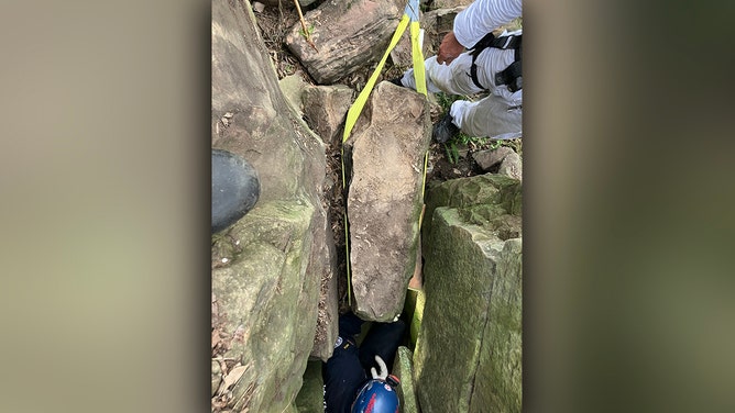 A woman was rescued after being wedged between two boulders in a nightmare seven-hour ordeal in Australia’s Hunter Valley, the New South Wales ambulance service said.