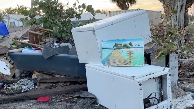 Damage caused by Hurricane Milton is seen on Manasota Key, Florida, on Oct. 18, 2024.