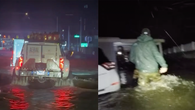 Scene from a water rescue conducted by Aerial Recovery during Hurricane Milton in the Tampa area on Oct. 9, 2024