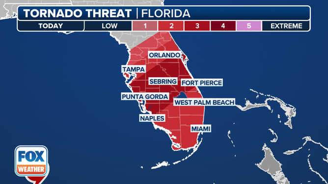 A look at the tornado threat in Florida on Wednesday.