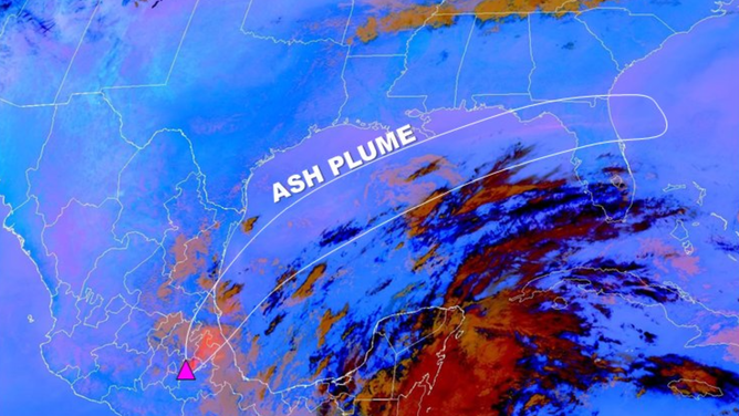 Saturday's ash plume from the National Weather Service office in Jacksonville, Florida.