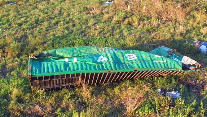 Storm conditions during Hurricane Milton slammed the greenhouses
at Brad’s Bedding Plants, toppling them over.