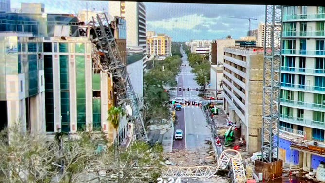 A Construction crane crashed into a building in downtown St. Pete on Oct. 10, 2024.