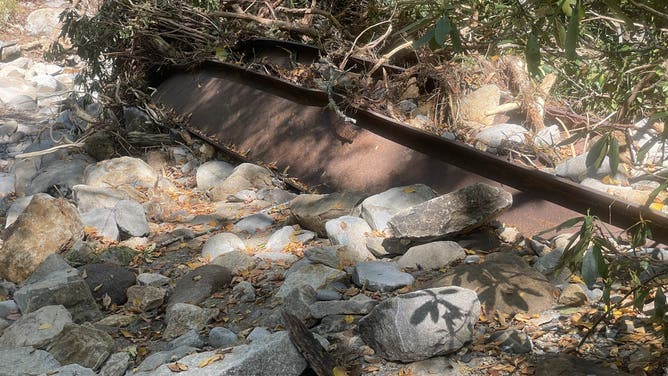 Damaged steel bridge in Big Creek.