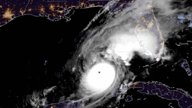 This satellite image shows Hurricane Milton on approach to Florida on the morning of Wednesday, Oct. 9, 2024.