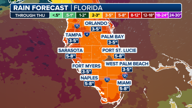 The rainfall forecast for Florida.