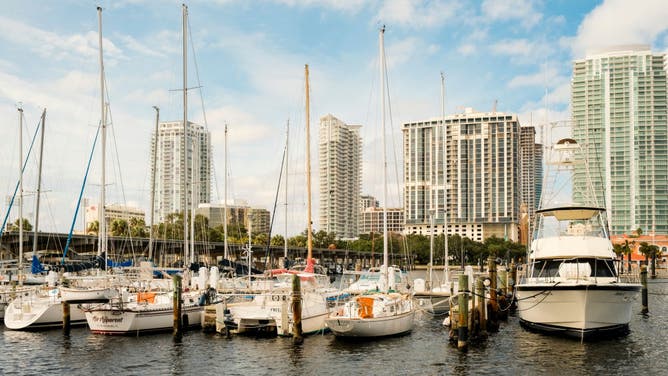 Boats docked ahead of Hurricane Milton's expected landfall in St. Petersburg, Florida, US, on Tuesday, Oct. 8, 2024