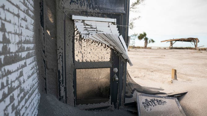Storm damage to beachside property in the aftermath of Hurricane Milton on October 10, 2024 in Venice, Florida.