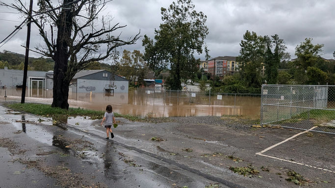 A flooded part of Mikum Leah Webster's neighboor post-Helene.
