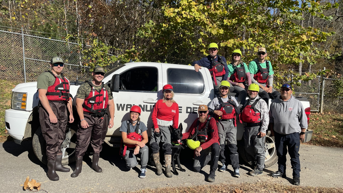 The Volunteer Walnut Fire Department Swift Water Rescue team after Hurricane Helene.