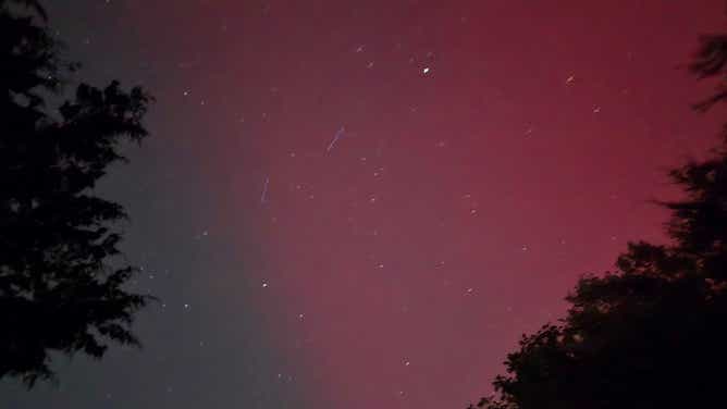 Aurora lights seen from Burlington, North Carolina during a severe geomagnetic storm on Oct. 10, 2024.