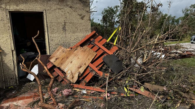 Damage from tornado in Wellington, Florida during Hurricane Milton