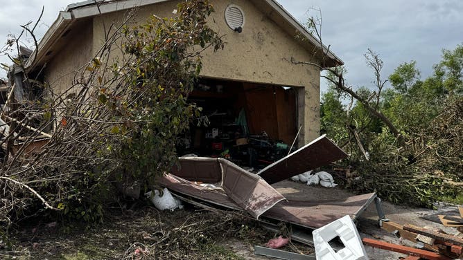 Damage from tornado in Wellington, Florida during Hurricane Milton