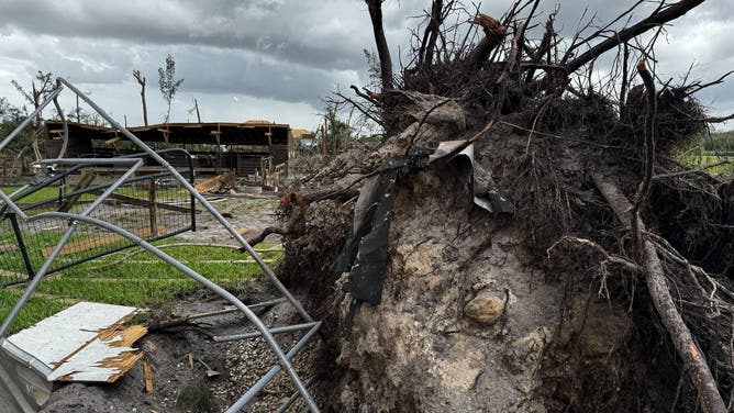 Damage from tornado in Wellington, Florida during Hurricane Milton