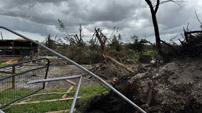 Damage from tornado in Wellington, Florida during Hurricane Milton