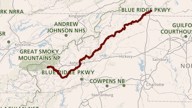 Map of the Blue Ridge Parkway closures