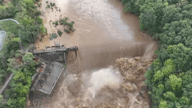 Nolichucky Dam shown during and after Helene