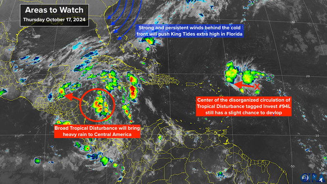 Satellite images of disturbances in the Atlantic