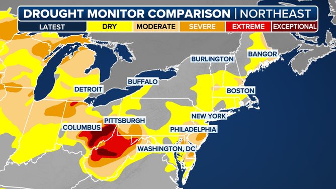 This graphic shows the latest drought conditions in the Northeast.